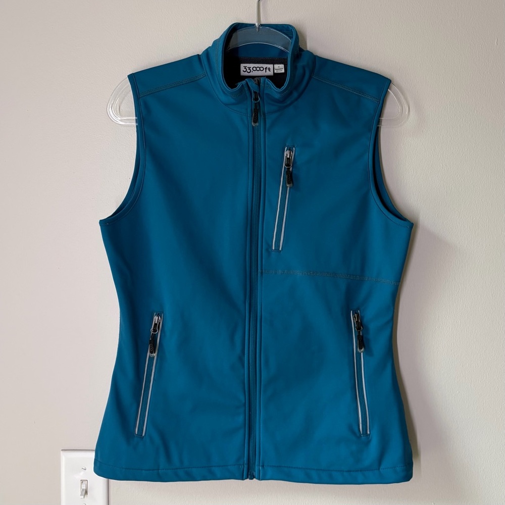 33,000ft Women’s Teal Zip Up Running Vest Athletic Outdoor Workout Performance